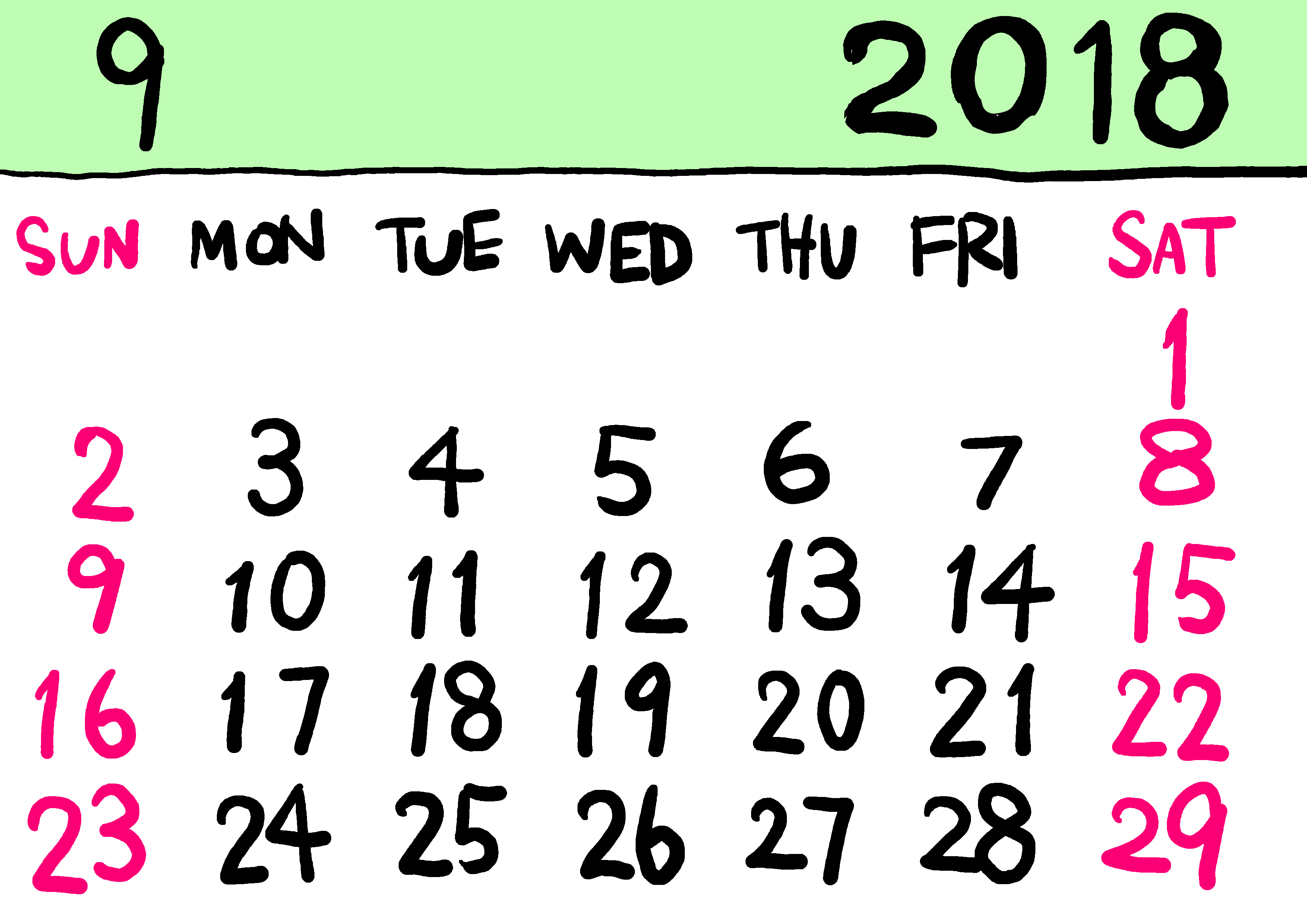 イラスト 手書き風カレンダー にほんご教師ピック
