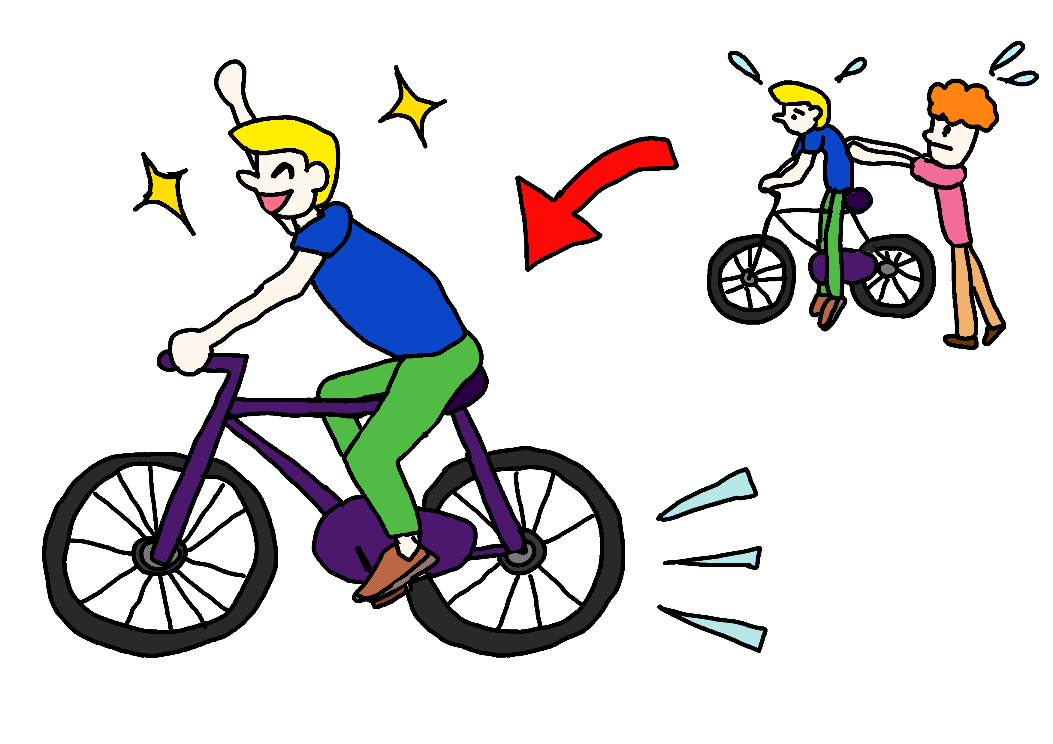 イラスト無料素材 自転車に乗る にほんご教師ピック