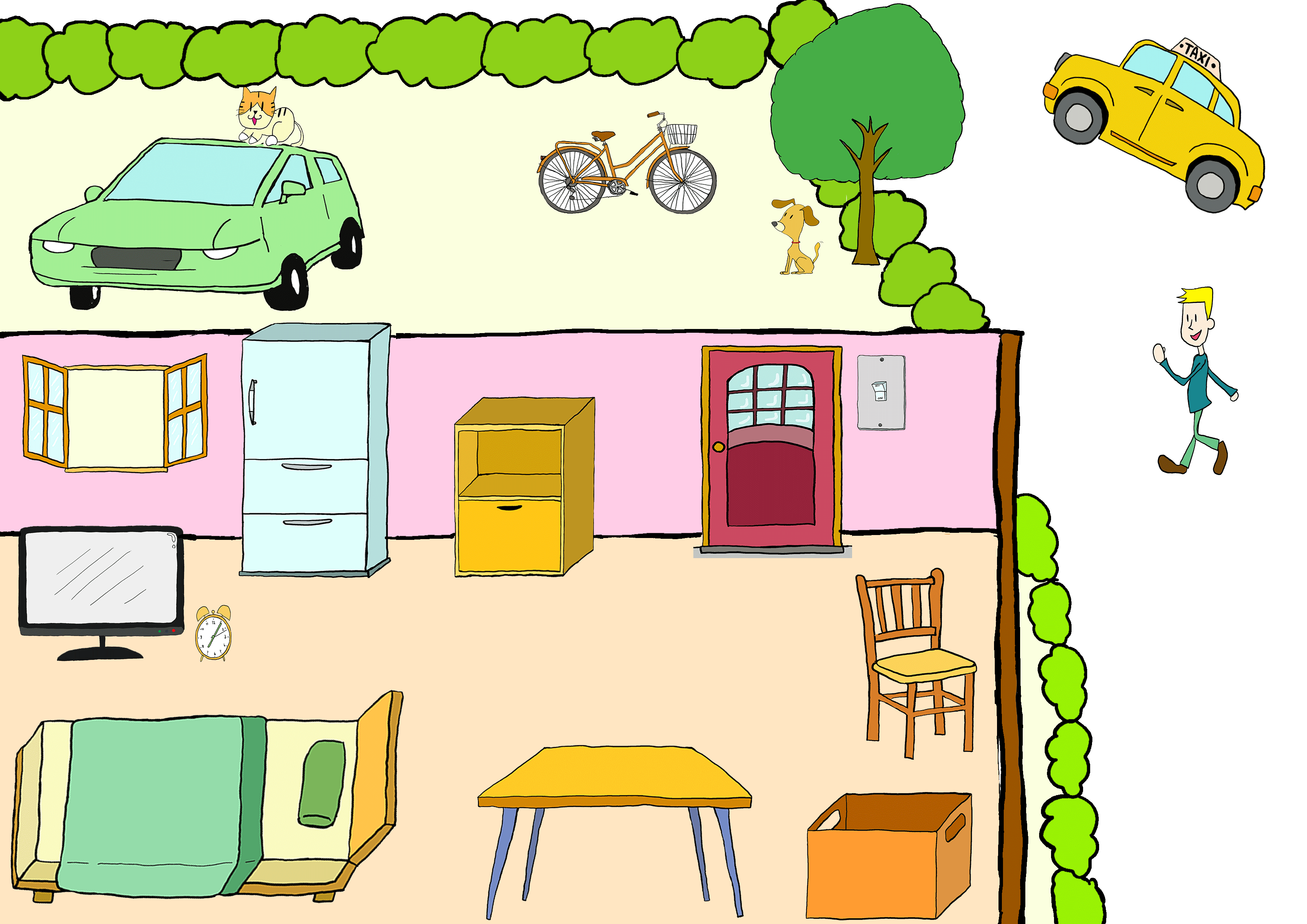 商用フリーイラスト【部屋、位置】