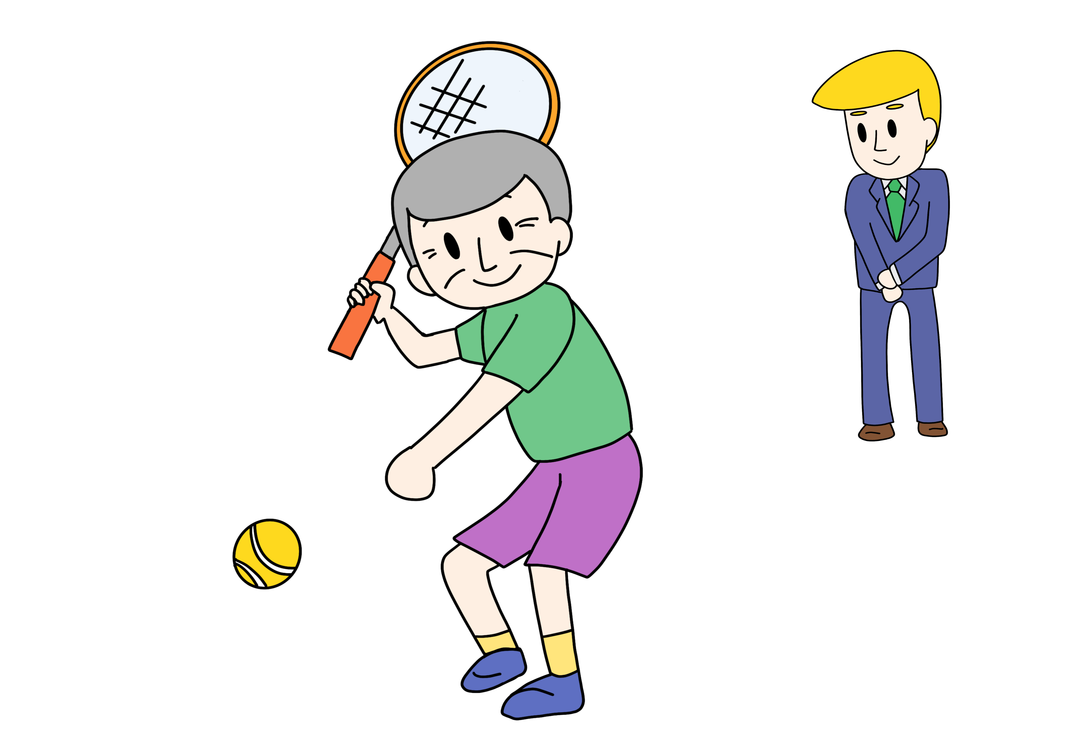 49課イラスト【テニスをなさいます/なさる】