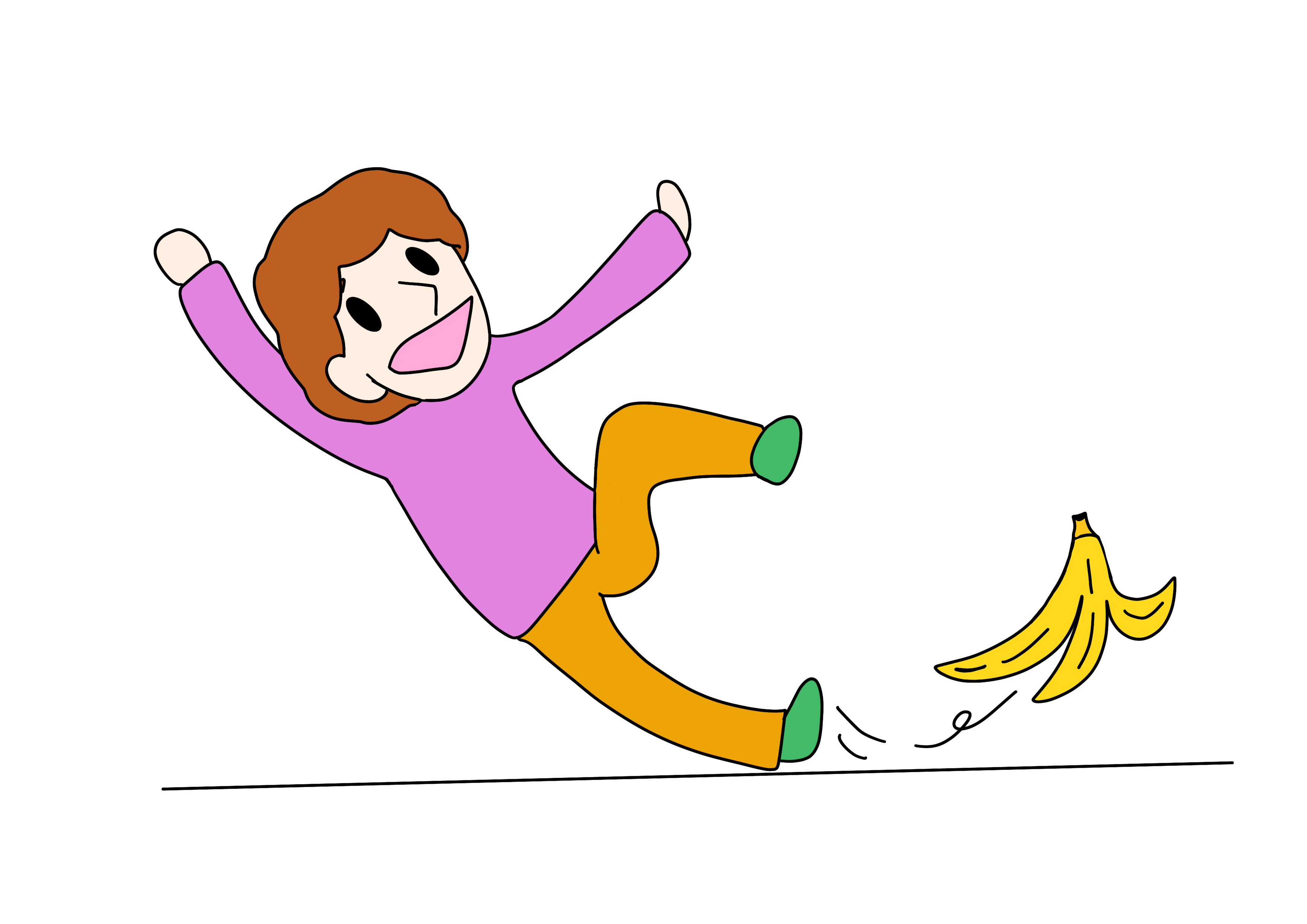 44課イラスト【バナナの皮で滑る】