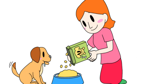41課イラスト【犬に餌をあげる/餌やり】