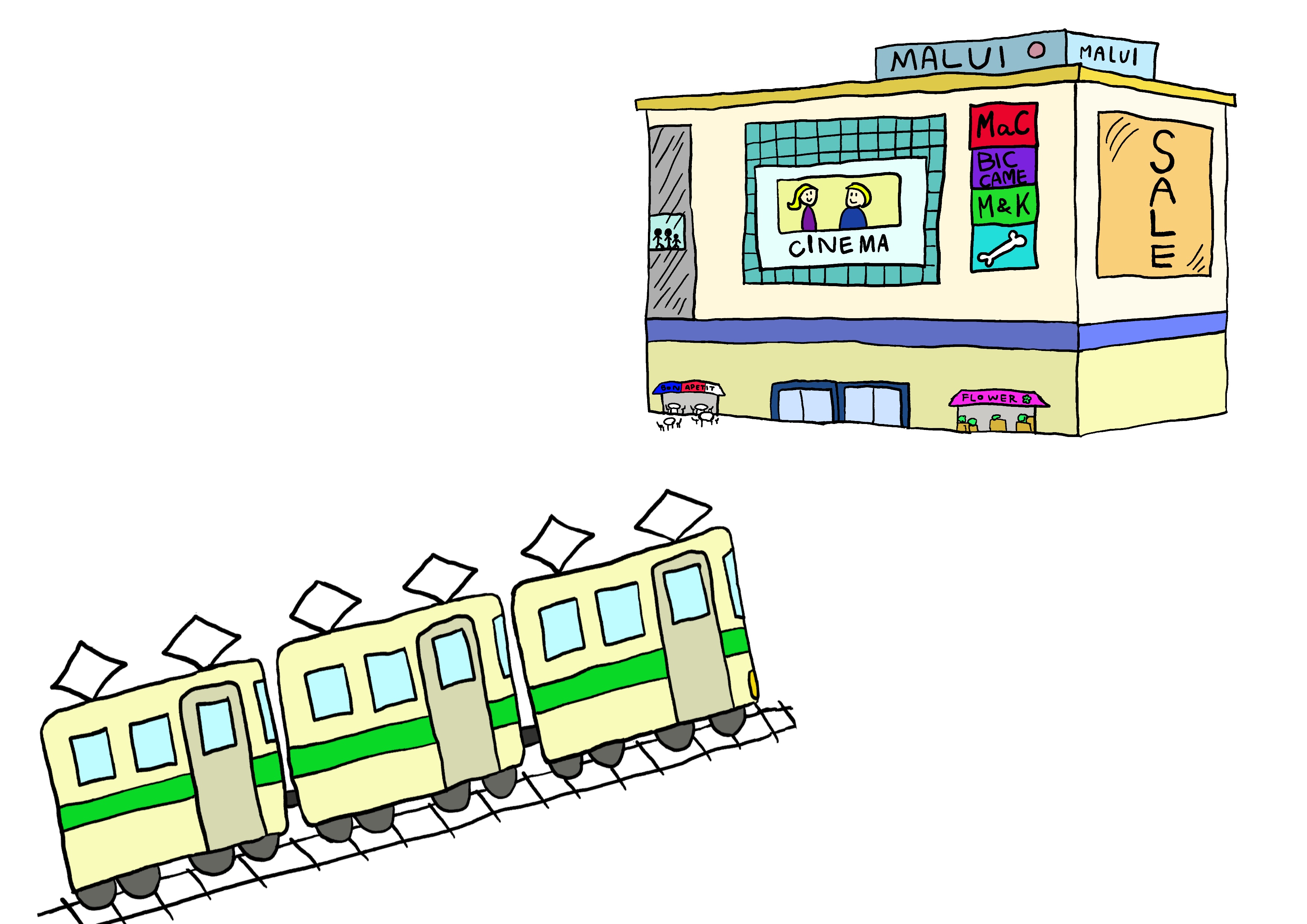 ５課イラスト【電車でデパートへ行く】